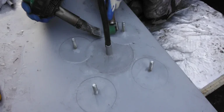 Detal hydroizolacji zbiornika membraną PVC Detal hydroizolacji zbiornika membraną PVC